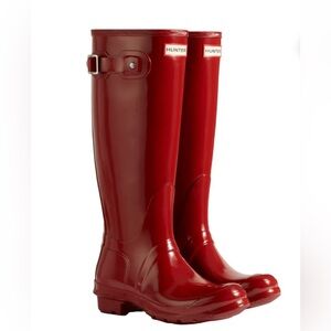 Red Tall Gloss Hunter Boots
